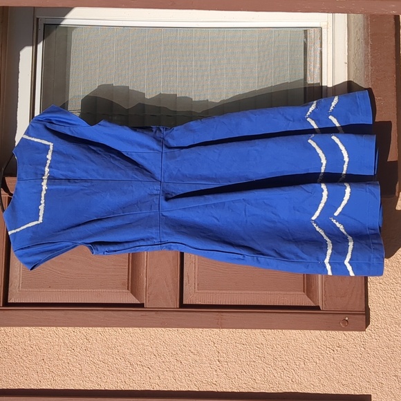 Cute Blue Rockabilly Dress with printed collar - Picture 3 of 3